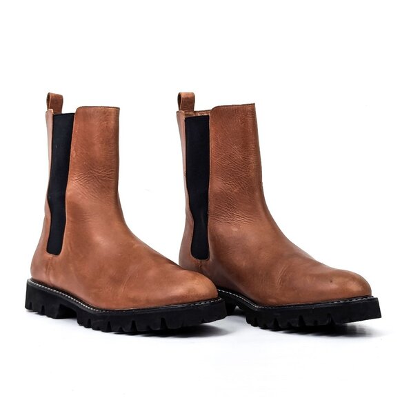 J Crew Women Gwen Brown Leather Lug Chelsea Ankle Boots size 11 - Picture 1 of 7